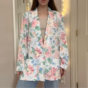 Vintage Pastel Floral Blazer